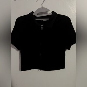 Shein Black Collar Crop Top NWOT